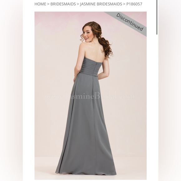 NWT Grey Long Strapless Sweetheart Georgette Dress - Picture 2 of 10